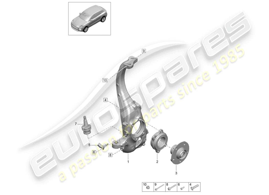 porsche 2021 (macan) mozzo ruota girevole diagramma delle parti