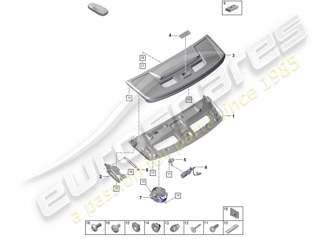porsche 2023 (992-1 gt3/rs/st) portellone posteriore/cofano del bagagliaio diagramma delle parti