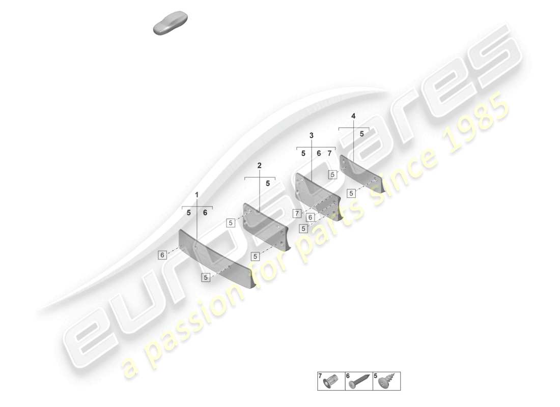 porsche 2022 (992-1 gt3/rs/st) portatarga schema delle parti