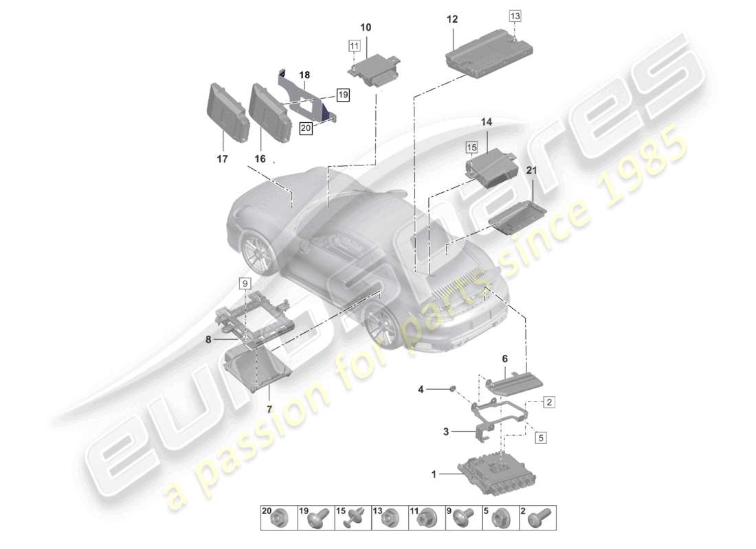 porsche 2026 (992-2 turbo / s) unità di controllo schema delle parti