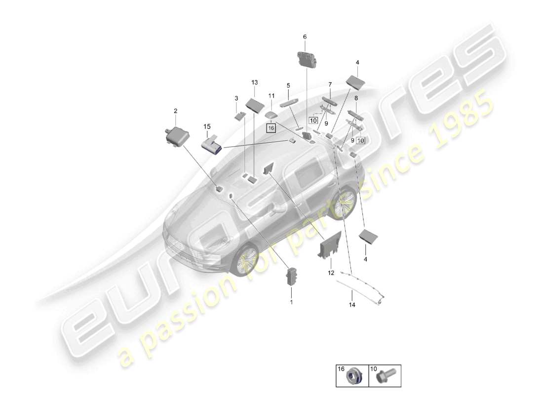 porsche 2021 (macan) amplificatore aereo diagramma delle parti