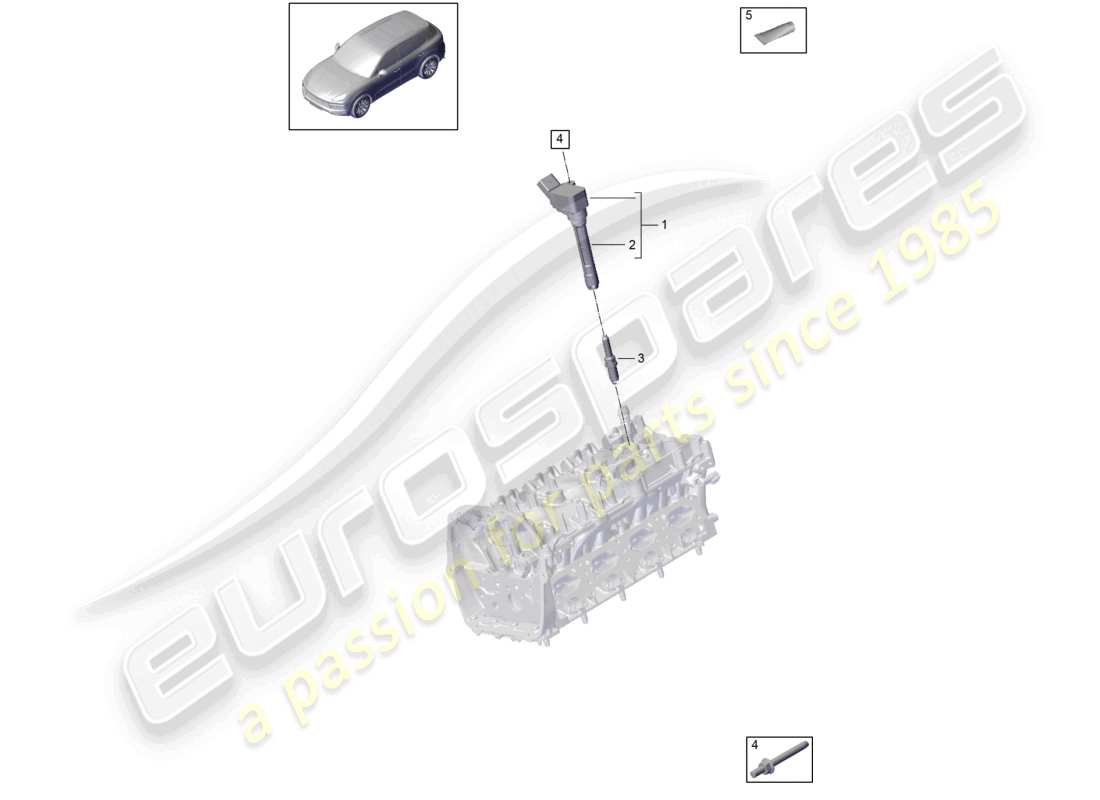 porsche 2021 (cayenne e3 9ya/9yb) testata del cilindro bobina di accensione diagramma delle parti
