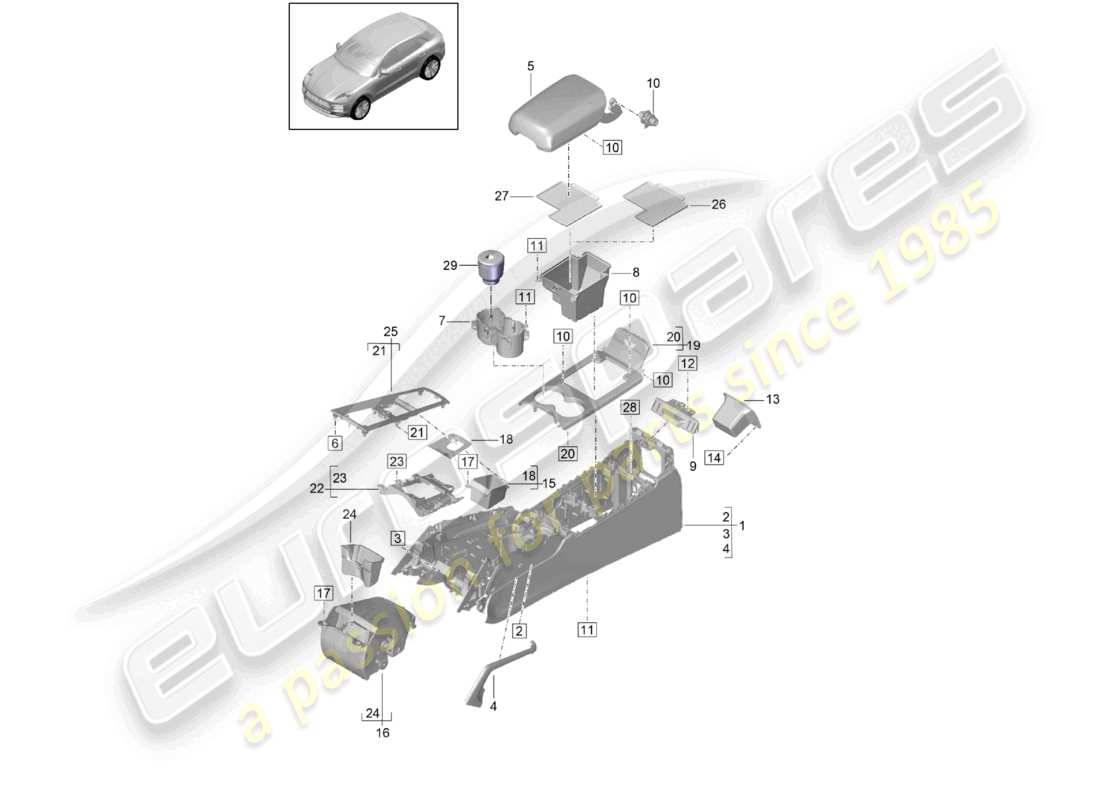 un diagramma delle parti dal catalogo delle parti porsche 2021 (macan)