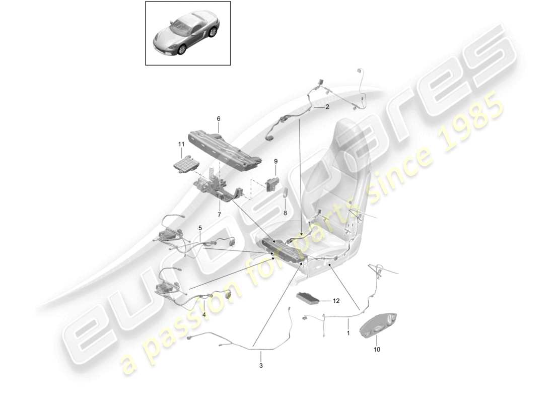 un diagramma delle parti dal catalogo delle parti porsche 2023 (718 boxster)