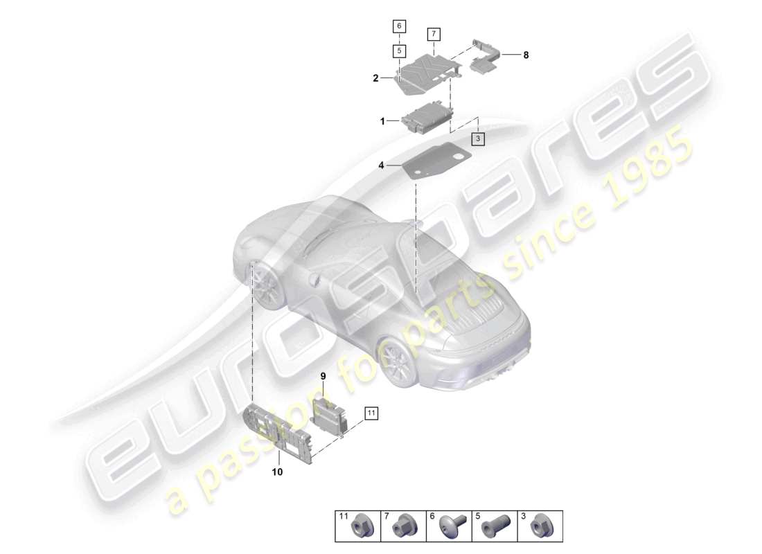 uno schema di parte dal catalogo delle parti Porsche 2025 (992-2)