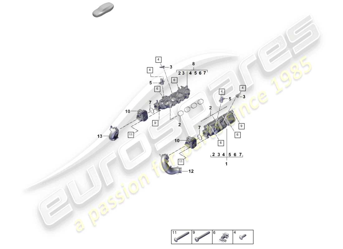 un diagramma delle parti dal catalogo delle parti porsche 2024 (cayenne e3 pa)