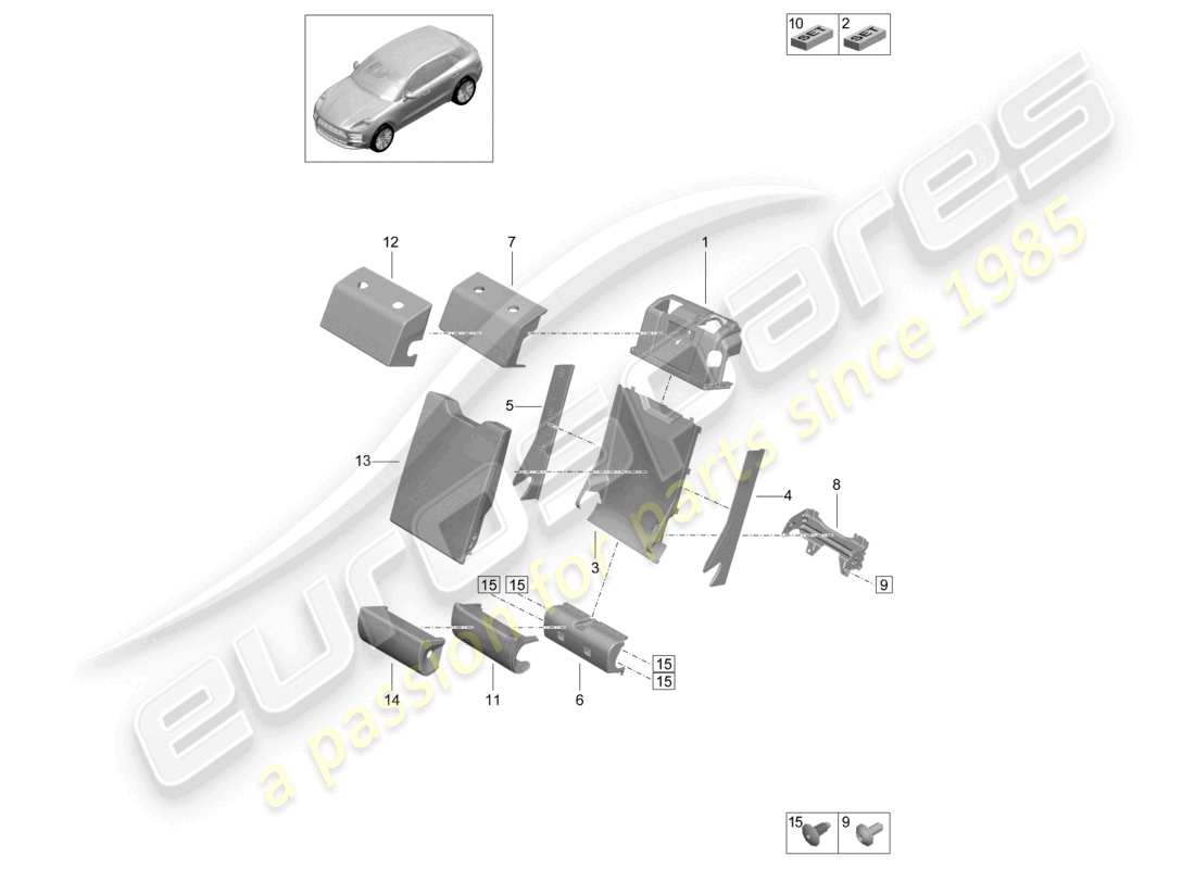 un diagramma delle parti dal catalogo delle parti porsche 2022 (macan)