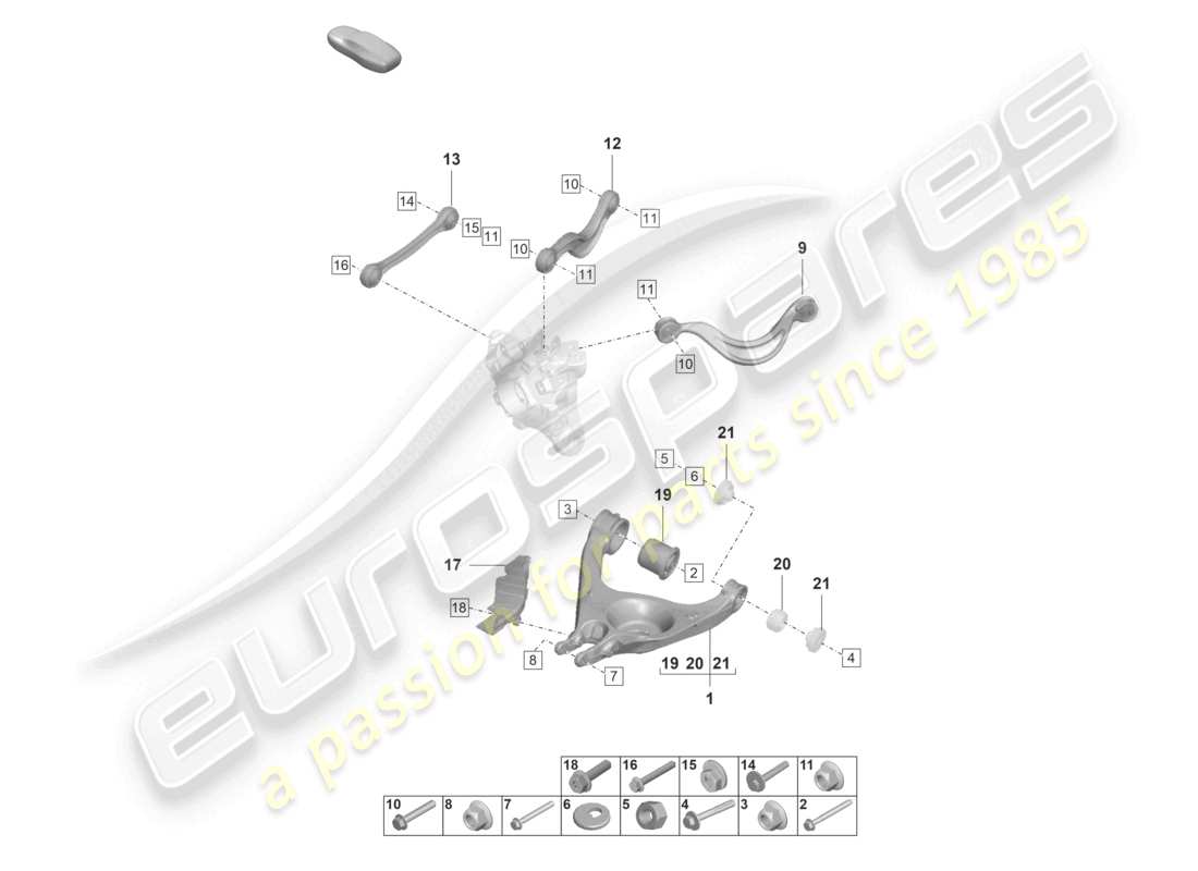 porsche 2021 (panamera 971-2) diagramma delle parti del braccio oscillante