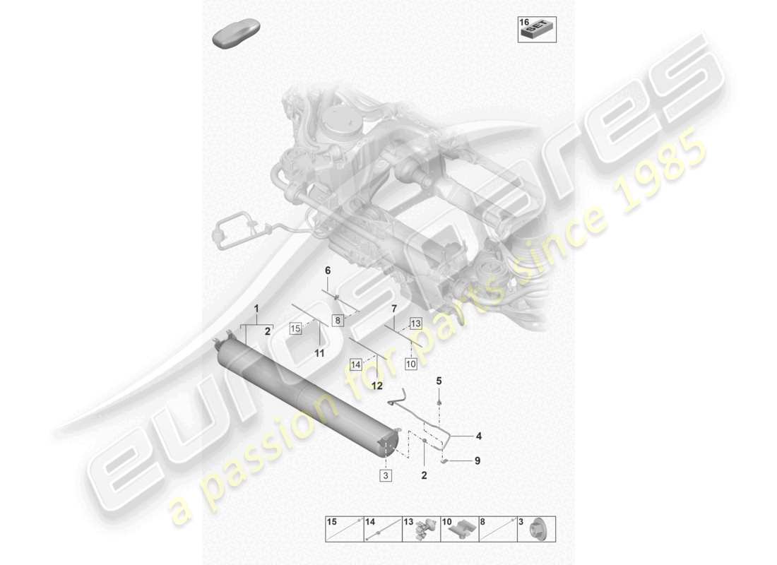 porsche 2022 (taycan 9j1-1) accumulatore di pressione linea aria diagramma delle parti