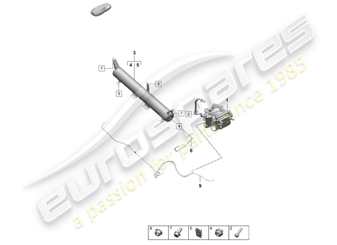 porsche 2026 (macan-e) alimentazione aria compressore accumulatore di pressione diagramma delle parti