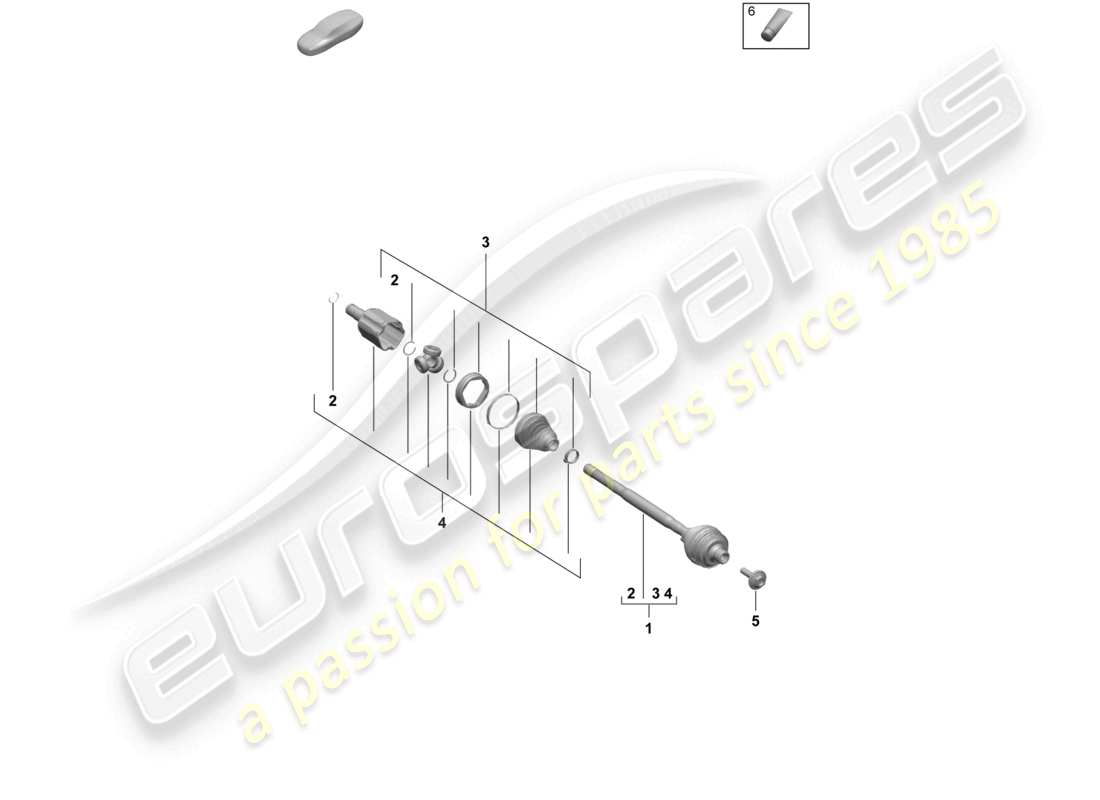 porsche 2025 (macan-e) albero di trasmissione gkn assale anteriore diagramma delle parti