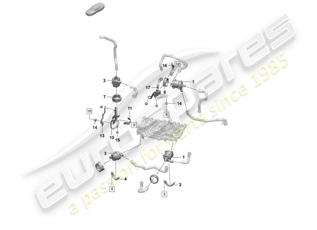 porsche 2025 (taycan 9j1-2) schema delle parti della pompa del liquido di raffreddamento