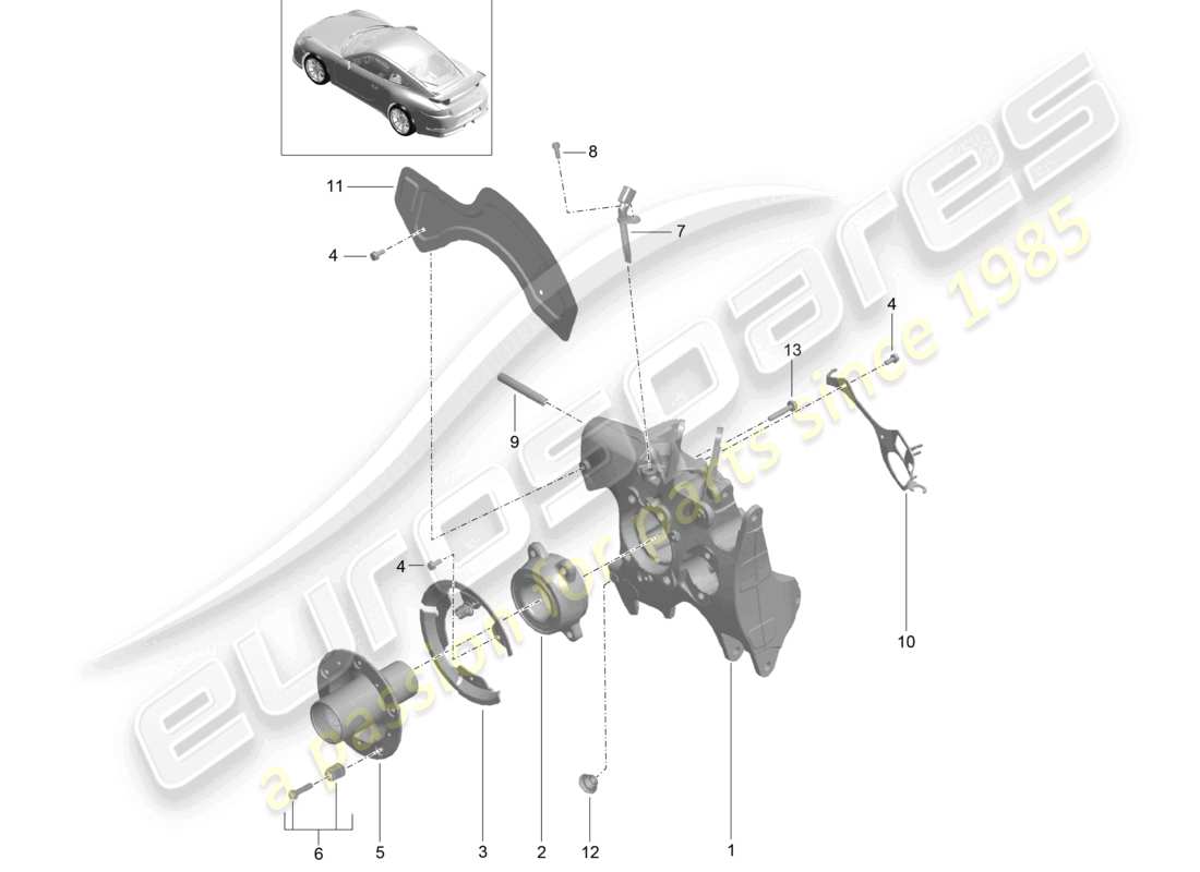 porsche 2021 (991-2 r/gt3/rs) supporto ruota mozzo ruota d - mj 2018>> schema delle parti