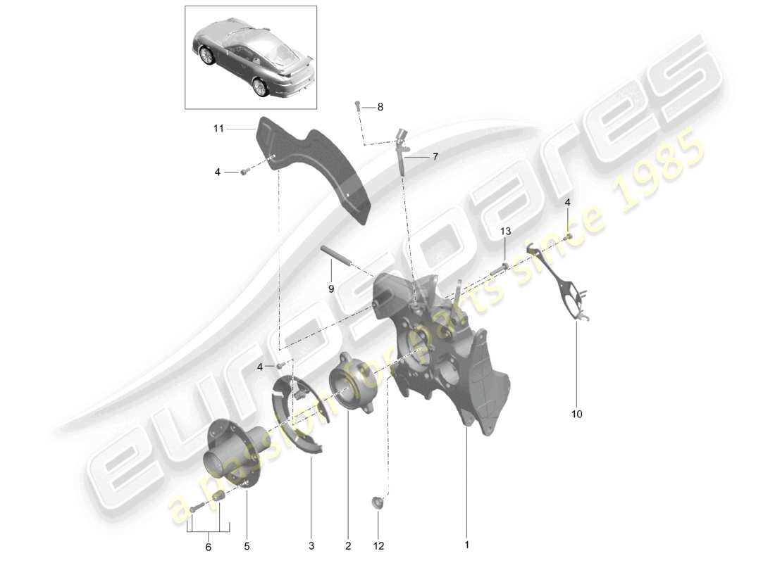 porsche 2021 (991-2 r/gt3/rs) assale posteriore supporto ruota mozzo ruota d >>- mj 2017 schema delle parti