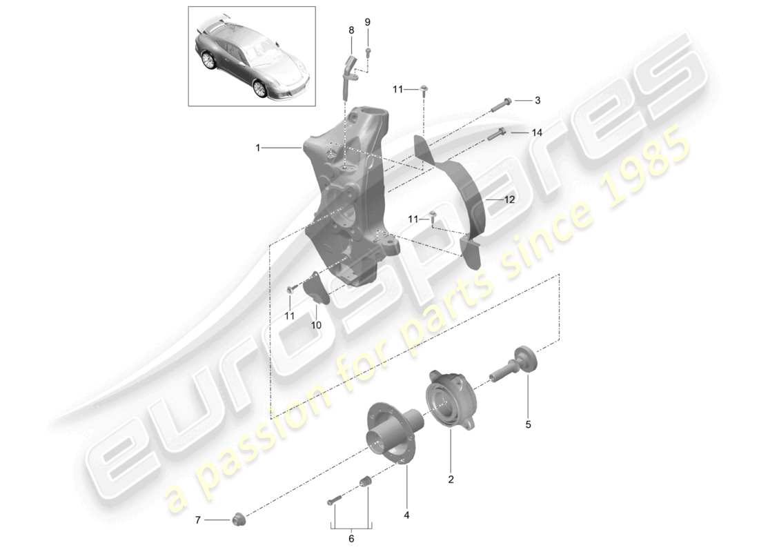 porsche 2021 (991-2 r/gt3/rs) supporto ruota mozzo ruota d >>- mj 2017 diagramma delle parti