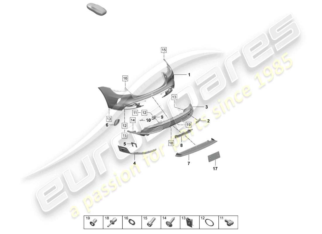 porsche 2026 (taycan 9j1-2) paraurti posteriore modello speciale diagramma delle parti