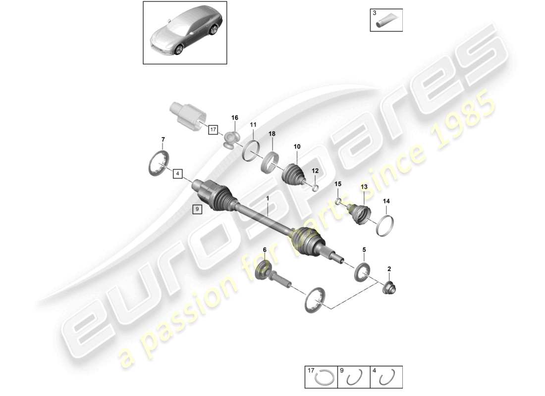 porsche 2021 (panamera 971-1) albero di trasmissione assale anteriore diagramma delle parti