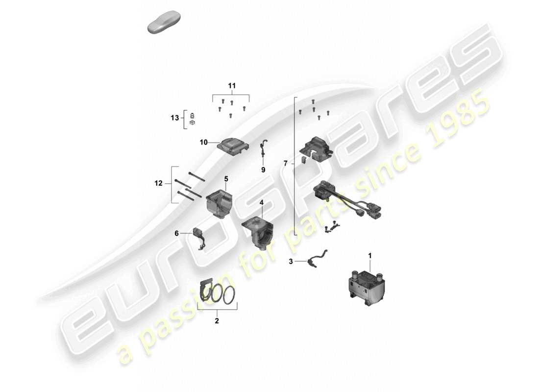 porsche 2025 (cayenne e3 pa) kit di riparazione del riscaldatore ausiliario diagramma delle parti
