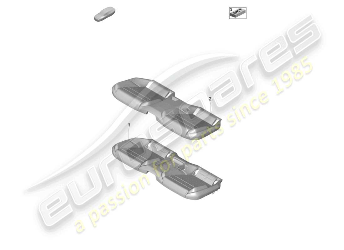 porsche 2020 (taycan 9j1-1) parte in schiuma rivestimento del sedile sedile a panca (3-seater) sedile comfort per modelli con ventilazione del sedile diagramma delle parti
