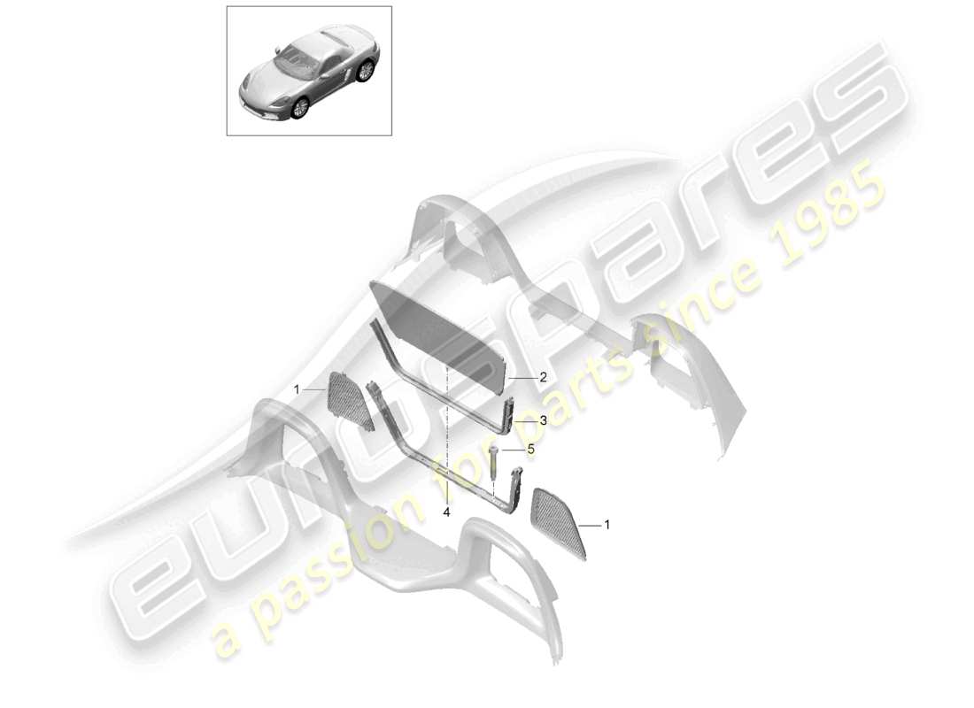 porsche 2026 (718 boxster) diagramma delle parti del frangivento