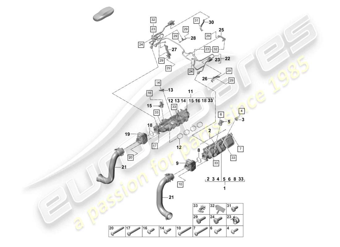 porsche 2021 (panamera 971-2) schema delle parti di ventilazione del collettore di aspirazione per il serbatoio del carburante
