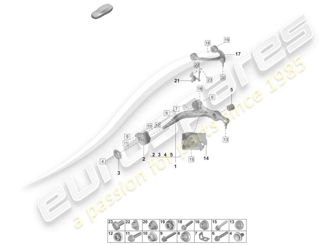 porsche 2021 (panamera 971-2) diagramma delle parti del braccio oscillante