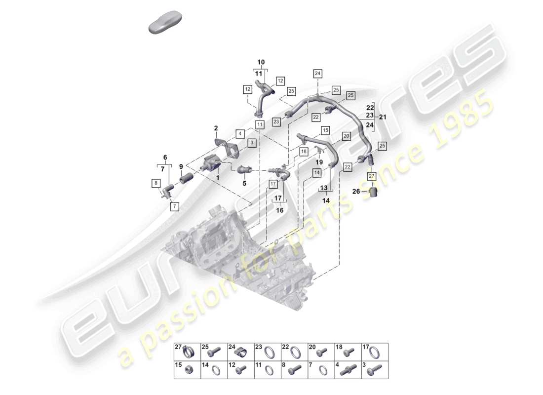 porsche 2021 (panamera 971-2) schema delle parti del sistema di raffreddamento del liquido di raffreddamento 2