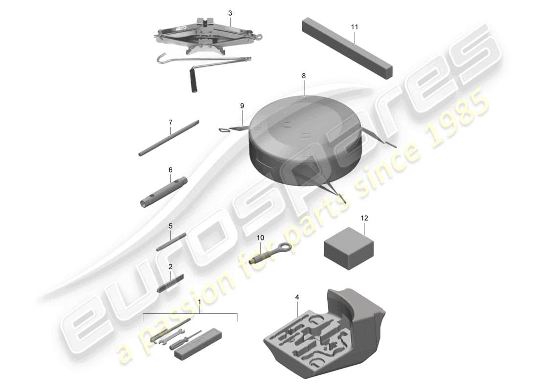 porsche 2021 (991-2 r/gt3/rs) diagramma delle parti del martinetto portautensili