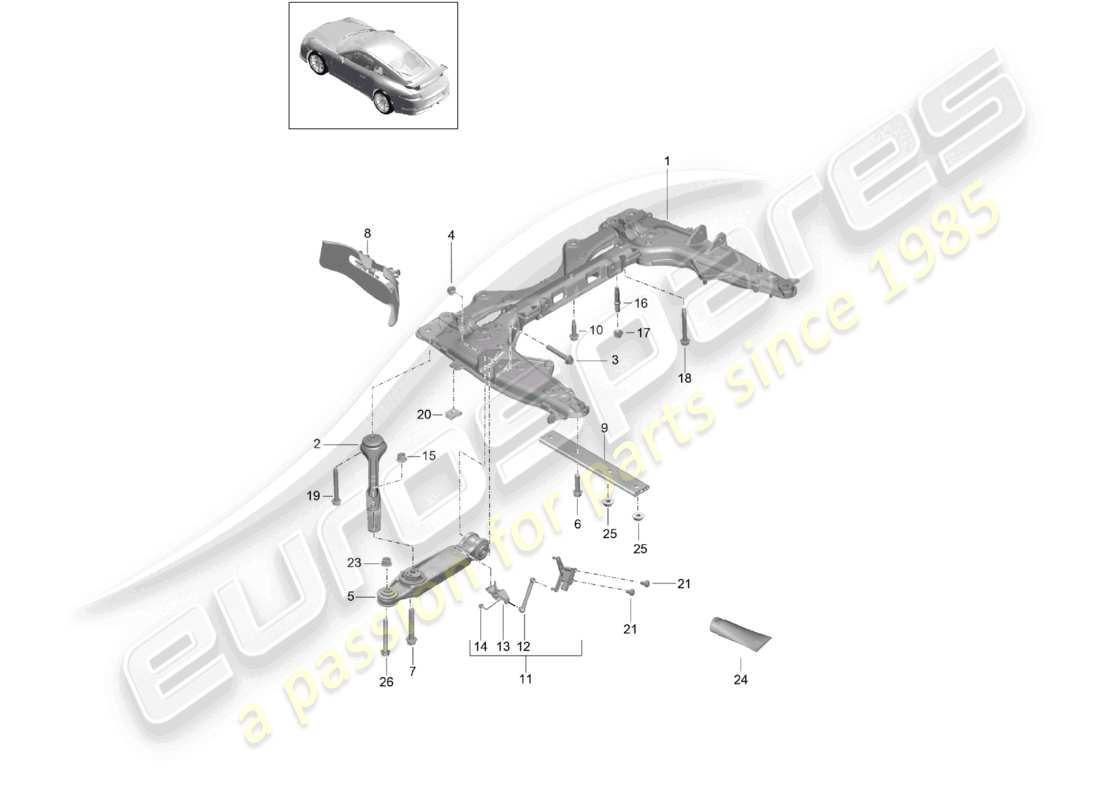 porsche 2021 (991-2 r/gt3/rs) traversa wishbone d - mj 2018>> diagramma delle parti
