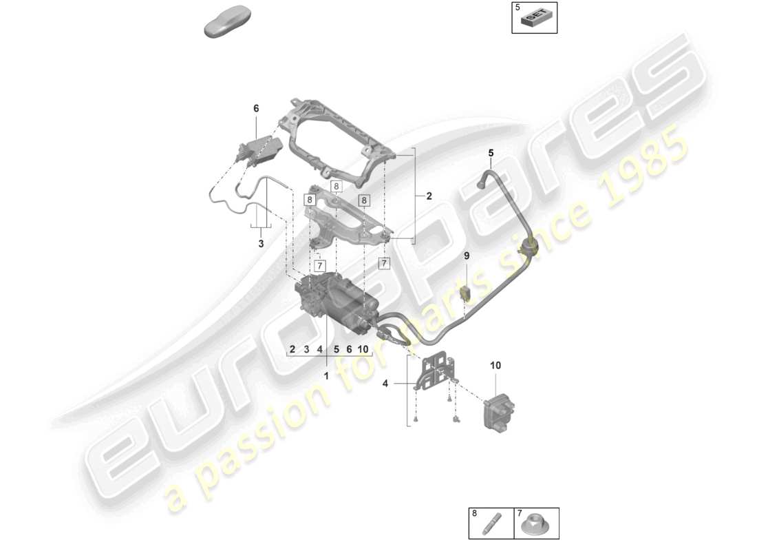 porsche 2021 (taycan 9j1-1) unità di alimentazione dell'aria del compressore diagramma delle parti