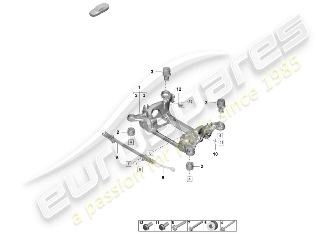 porsche 2025 (taycan 9j1-2) controtelaio sospensione diagramma delle parti