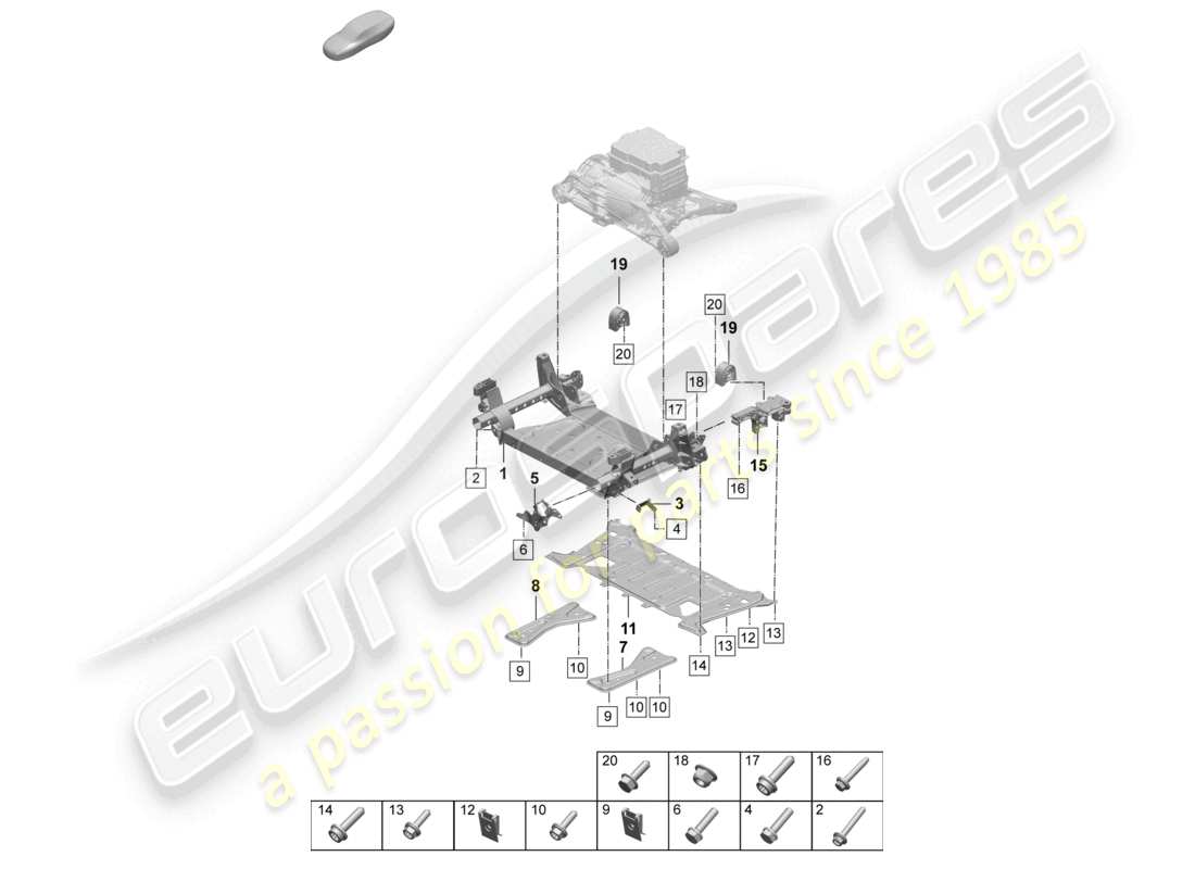 porsche 2026 (taycan 9j1-2) traversa telaio di supporto diagramma delle parti