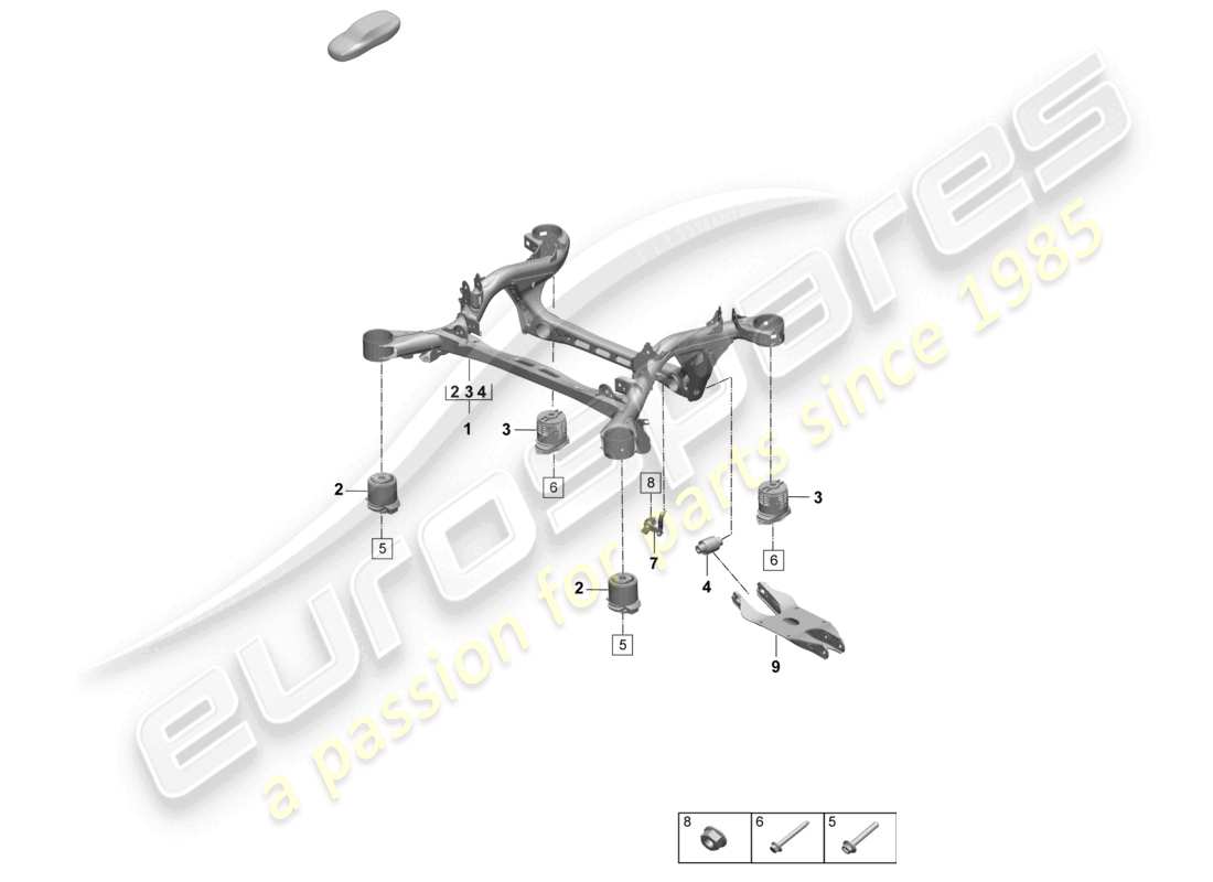 porsche 2025 (macan-e) sospensione sottotelaio assale posteriore diagramma delle parti