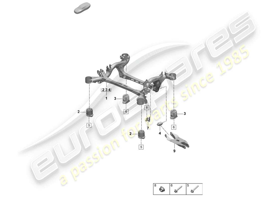 porsche 2025 (macan-e) sospensione sottotelaio assale posteriore diagramma delle parti