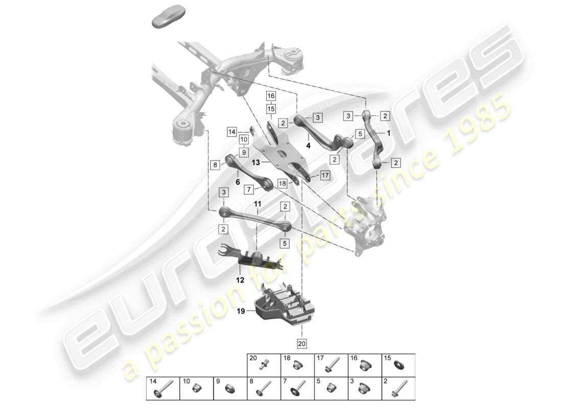 porsche 2025 (macan-e) guida wishbone diagramma delle parti