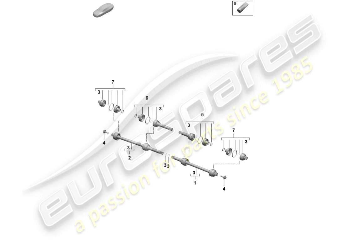 porsche 2025 (macan-e) albero di trasmissione gkn assale posteriore diagramma delle parti