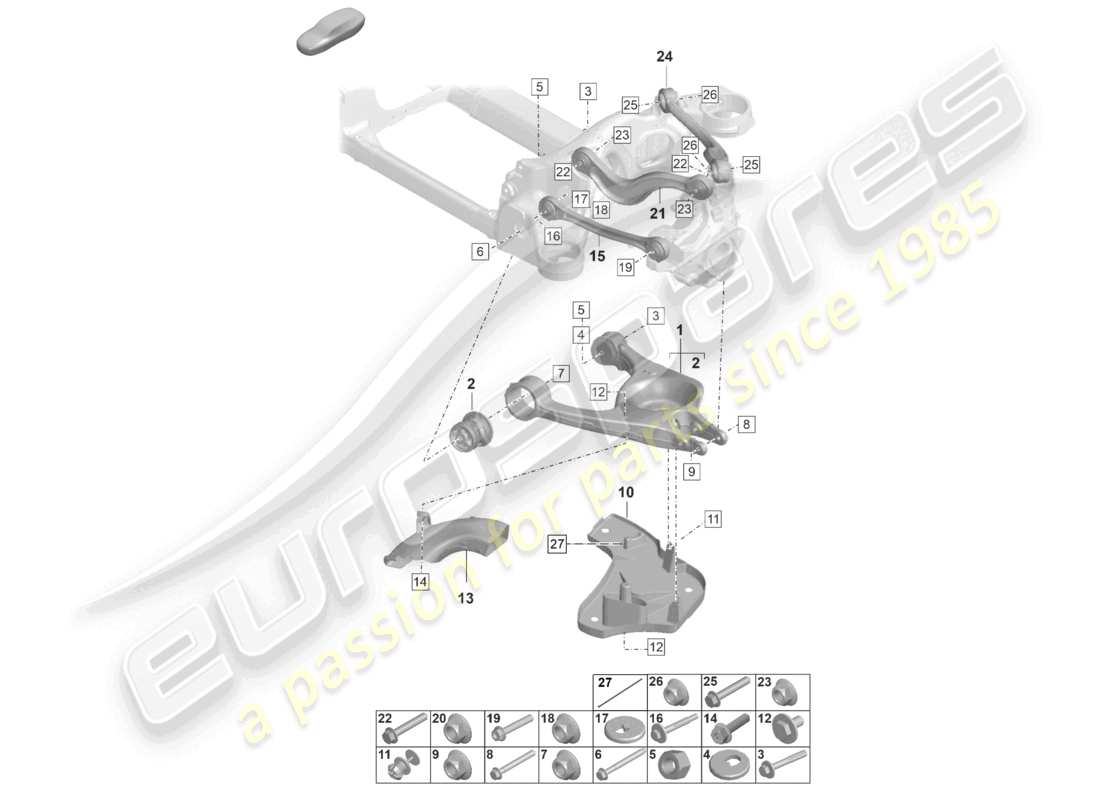 porsche 2021 (taycan 9j1-1) forcella diagramma delle parti