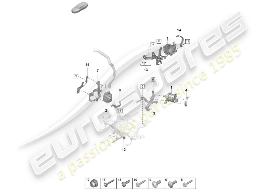 porsche 2021 (taycan 9j1-1) pompa refrigerante d - mj 2021>> diagramma delle parti