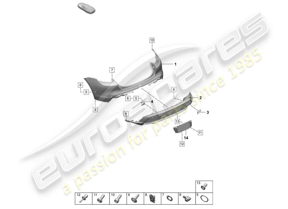 porsche 2025 (taycan 9j1-2) paraurti posteriore per variante di equipaggiamento: sport turismo st base schema ricambi