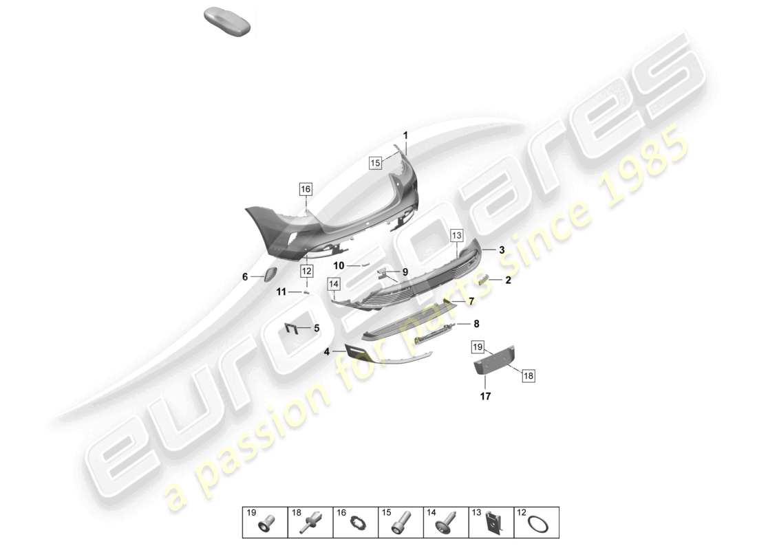 porsche 2026 (taycan 9j1-2) paraurti posteriore modello speciale diagramma delle parti