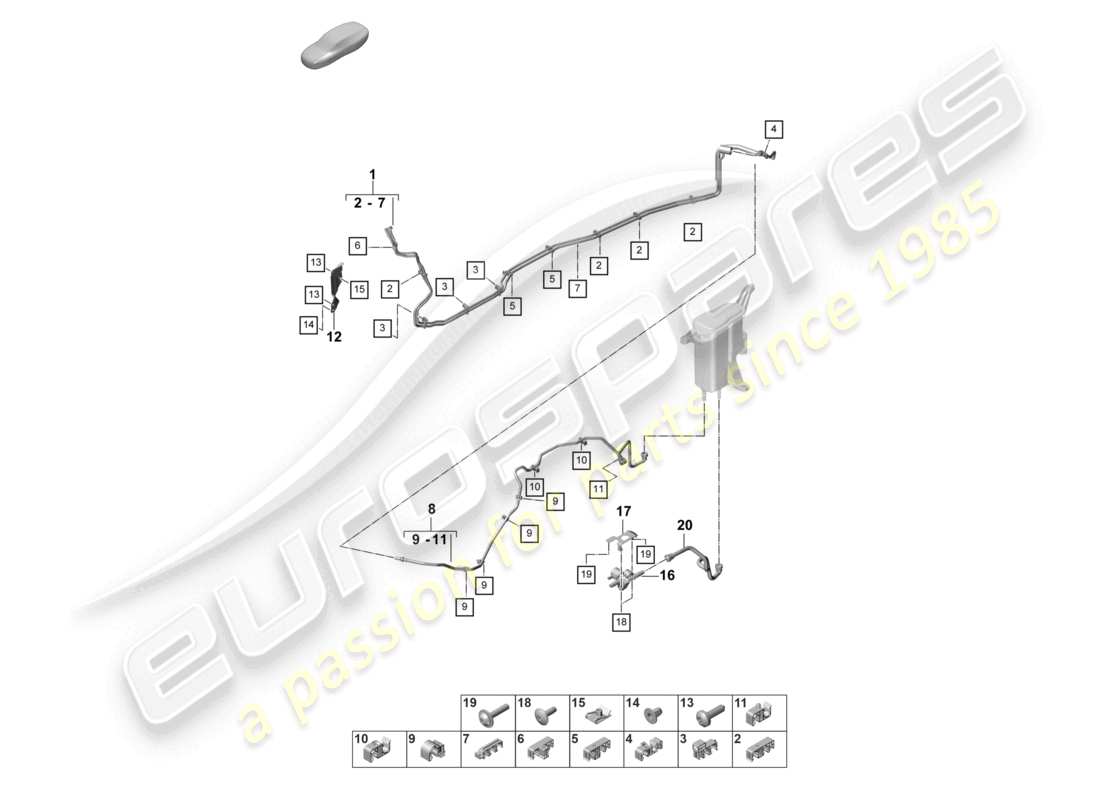 porsche 2021 (panamera 971-2) schema della parte inferiore della linea del carburante