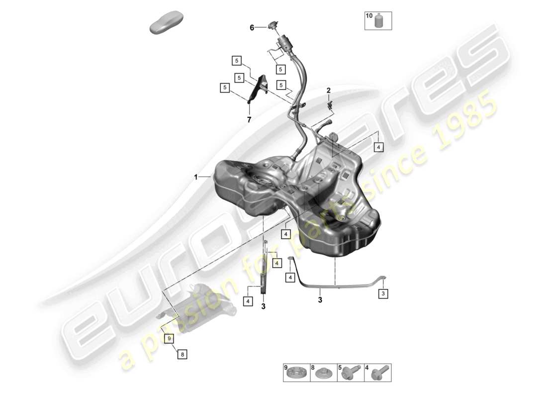 porsche 2021 (panamera 971-2) serbatoio carburante con accessori schema delle parti