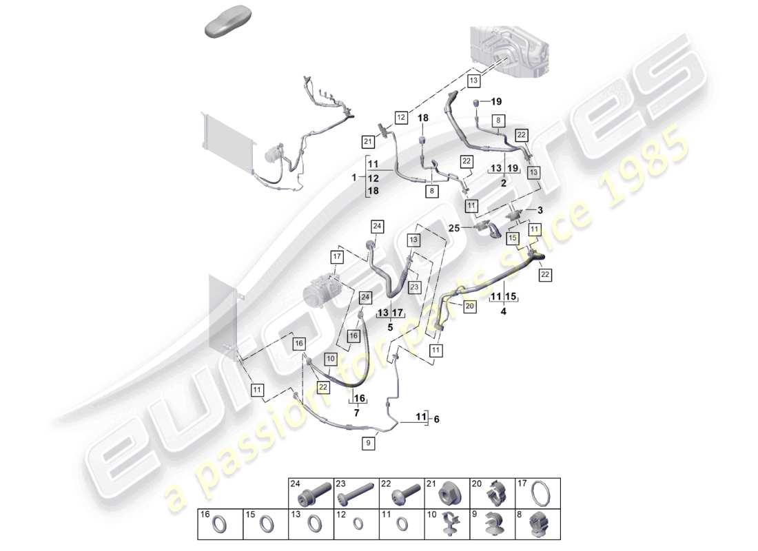 porsche 2025 (cayenne e3 pa) schema elettrico della linea del refrigerante v6 dell'aria condizionata