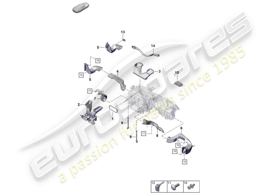 porsche 2025 (cayenne e3 pa) schema delle parti del cruscotto della guida dell'aria del climatizzatore lhd