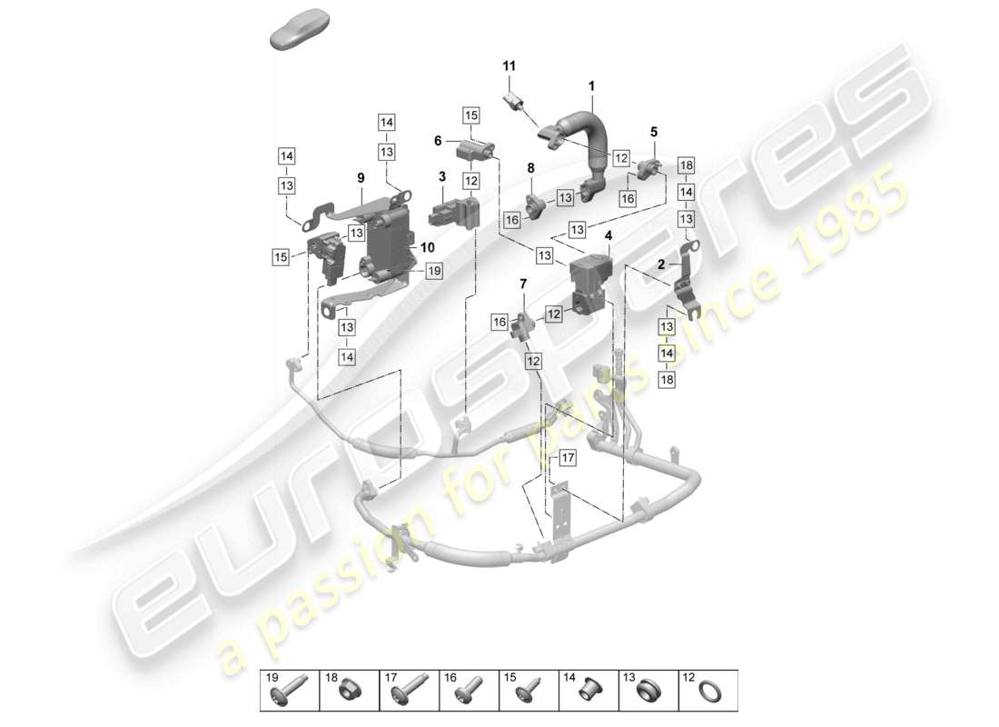 porsche 2026 (taycan 9j1-2) scambiatore di calore dell'aria condizionata diagramma delle parti