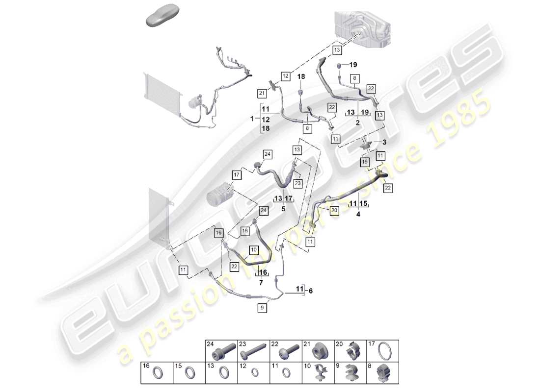 porsche 2026 (cayenne e3 pa) schema elettrico della linea del refrigerante v8 dell'aria condizionata