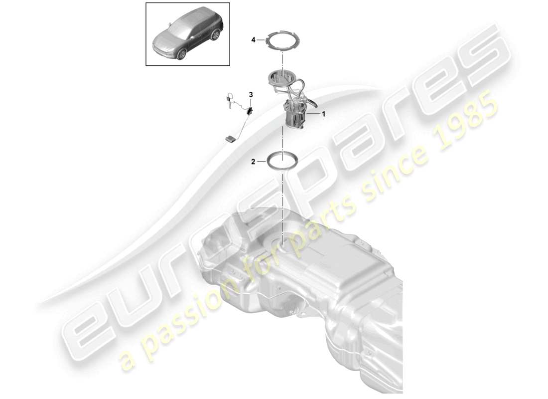 porsche 2023 (cayenne e3 9ya/9yb) serbatoio del carburante pompa del carburante diagramma delle parti