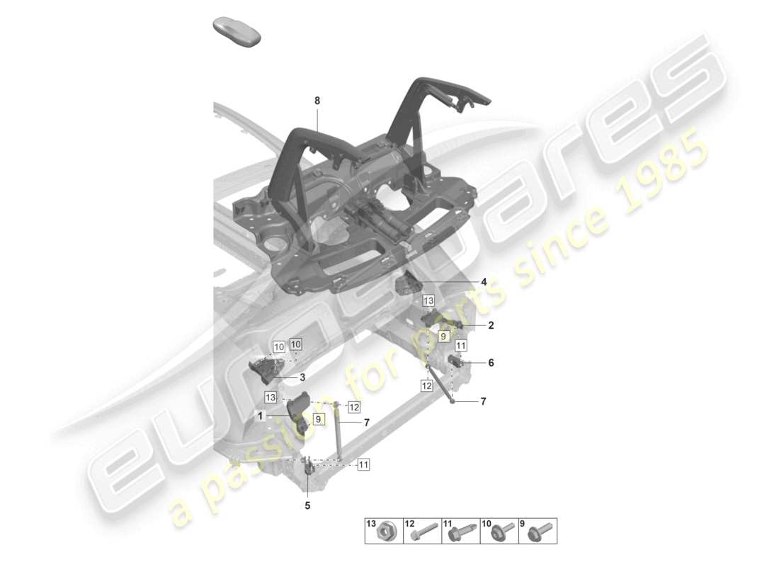 porsche 2022 (992-1 gt3/rs/st) schema delle parti spoiler posteriore