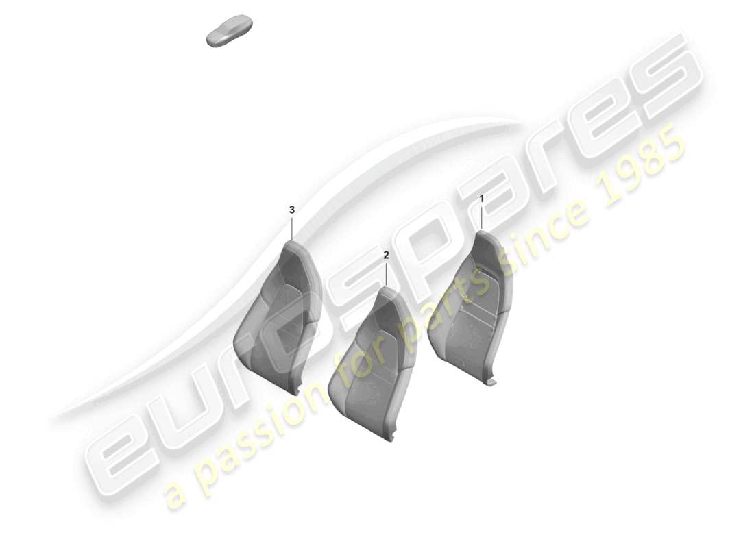porsche 2021 (992-1 turbo / s) parte in schiuma rivestimento dello schienale del sedile sportivo per modelli con ventilazione del sedile schema delle parti