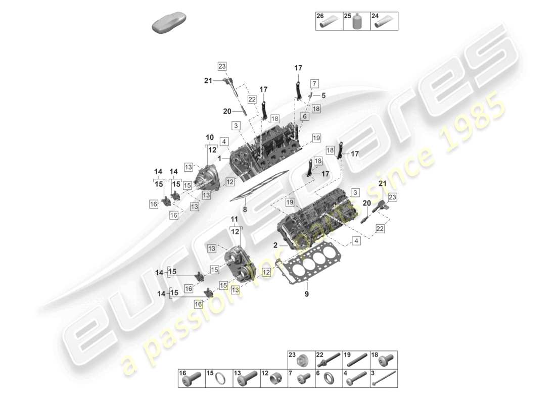 porsche 2021 (panamera 971-2) schema delle parti della testa cilindro